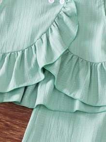 Conjunto elegante de verano para niñas con top de tirantes con volantes y pantalones palazzo de pierna ancha