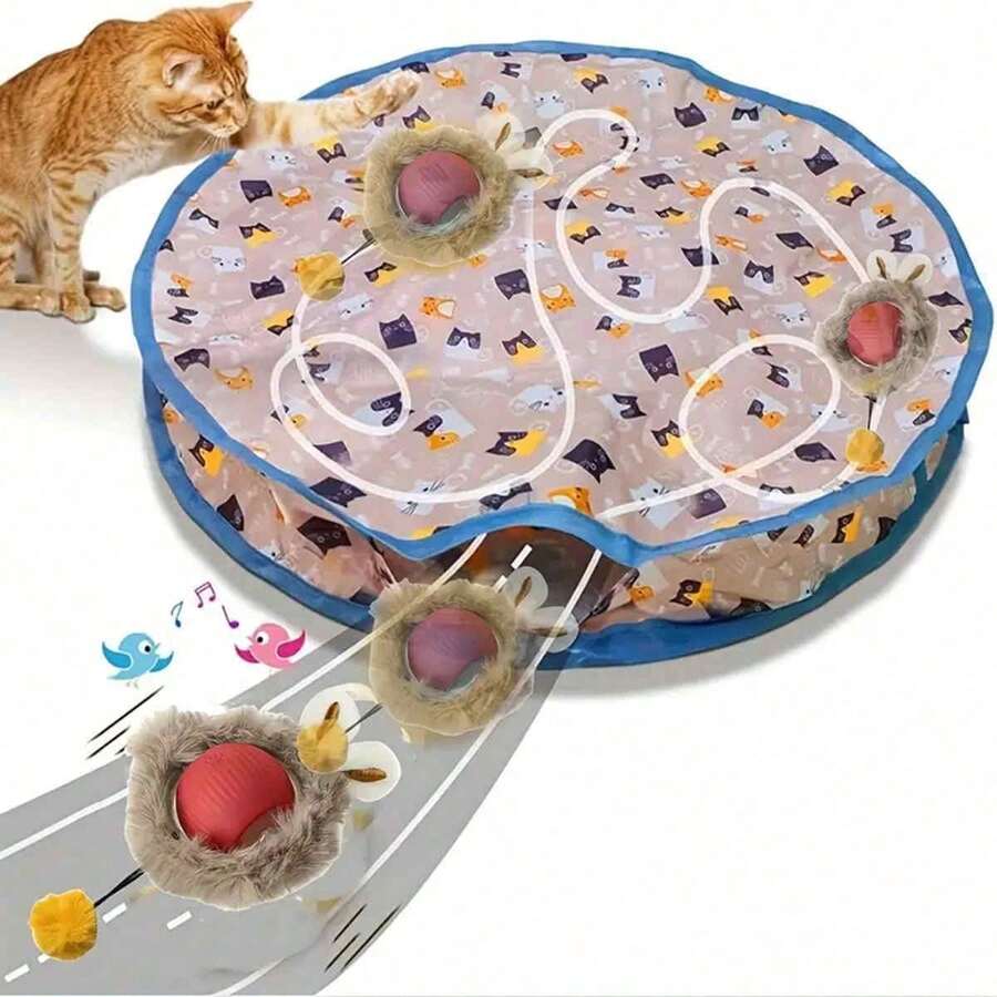 1 Rechargeable Cat And Dog Cache Toy Set - Interactive Rolling Balls Set For Exercise And Entertainment - USB/Battery Powered With Multiple Caps And Quick Action - Thermoplastic Rubber Material - Multicolor - View 1