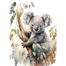 1pc Wall Arts Posters Optional Frame Modern Cat Cartoon Animal Watercolor Posters Elephant Panda Tiger Koala Nursery Canvas Painting Wall Art Print Pictures Baby Room Decor