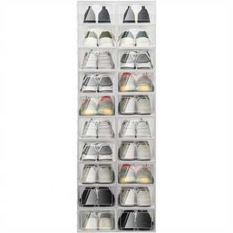 6pcs Quilters Stackable Shoebox Shoebox Shoebox Transparent Shoe Storage Drawer White Storage Box Holder For Cabinet Bedroom Small Room