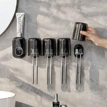 1pc Toothbrush Holder Shelf - Bathroom Wall-Mounted Mouthwash Cup Free-Drilling Tooth Cup Holder Set Back To School