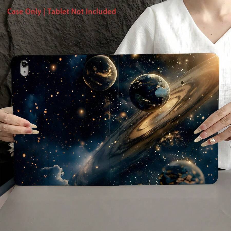 1 Piece Cosmic - Starry - Sky - Pattern Protective Soft - Shell Tablet Case - Ideal For Space Enthusiasts And Sci - Fi Lovers With Pen Holder Compatible With IPad 10.9/10.2/ Air 5th Gen/Pro11/10th/9.7/Air 2/IPad (7th Gen)/ IPad (8th Gen)/IPad Air 4/5/IPad Pro 11/IPad 10th Generation 10.9-Inch 2022 Smart Case/IPad Air 13(M3 2025)/IPad Air 11(M3 2025)/IPad Air 11(M3 2025)/IPad 11(A16 2025)/Galaxy Tab S10+/S9/A9, Auto Sleep/Wake Function - Multicolor - View 1