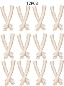 D EXCEED 1/12 Pair Women's Halloween Gift 50s Long Stretch Opera Party Gloves - 1920s Flapper Gatsby Costume Accessories Velvet Tea Party Elbow Gloves Bridal Evening Dress Halloween Party Gift Mother Day Gift