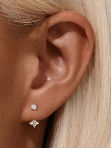 1 件 925 纯银榄尖形恶魔眼耳钉平背耳钉耳钉耳钉精美珠宝适合日常佩戴婚礼派对订婚周年纪念情人节