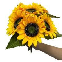 2/4/6pcs Artificial Sunflower Branches - Plastic Sunflowers, Suitable For Home Decoration, New Home Opening Gifts, Birthday Celebrations, Spring And Summer Desktop Decoration, St. Patrick's Day And Easter Bouquets