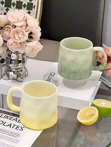 CMYD Studio 1pc 400ml Handmade Ceramic Coffee Mug, Asymmetrical Nordic Style Tea Cup, Suitable For Home, Bedroom, Office, Gift, Family Gathering