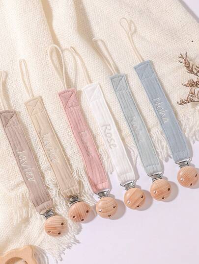1pc Personalized Cute Polka Dot Print Baby Pacifier Clip, Custom Baby Pacifier Clip Universal Soothing Clip, Gifts Baby Shower Decorations Gifts, Street Casual