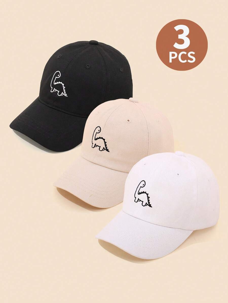 3pcs Baby Baseball Cap, Solid Color Embroidered Sun Visor Hat, Suitable For Daily Wear - Multicolor - View 1