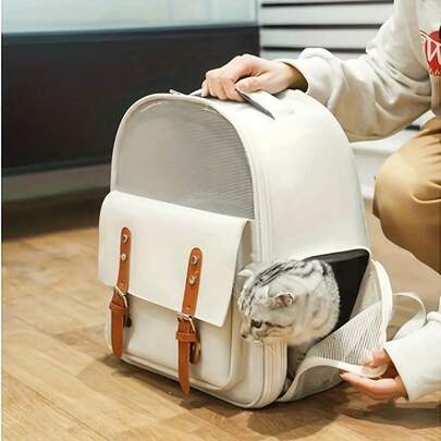 1 st stor kattbärryggsäck, andningsbar bärbar husdjursbärryggsäck för katter och hundar