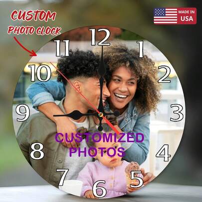 1Pc Customized Photo Wall Clock, Personalized Silent Circular Clock, Gift For Friends, Clock For Family And Friends, Artistic Home Decoration, Comfortable Bedroom Atmosphere, Perfect For Home Decoration - An Excellent Gift For Birthdays, Anniversaries, And Holidays