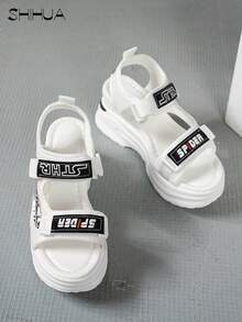 SHIHUA Giày Sandal Thể Thao Đế Xuồng Cao Gót Mới 2025 Cho Nữ, Giày Đi Biển Thường Ngày Tăng Chiều Cao 8CM, Mặc Mùa Hè Với Váy - trắng - Xem 9