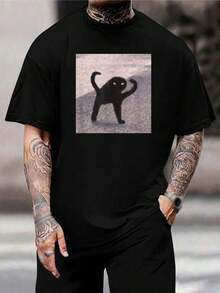 Camiseta con meme de gato maldito - Camiseta divertida de gato negro gritando para hombres y mujeres - Ropa de meme de gato viral de Internet - Camiseta gráfica informal única, regalo para amantes de los gatos y entusiastas de los memes - Regalo para esposo - Negro - Ver 1