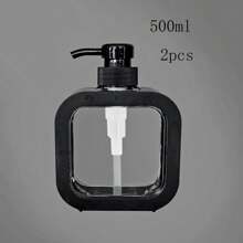 Transparent Dish Soap Dispenser, Bathroom Liquid Soap Dispenser - With Anti-Rust Pump, Suitable For Kitchen Sink, Bathroom, Black/Decorative Frame Transparent Square Soap Dispenser Refillable (Dishcloth, Cleaning Brush Random Delivery)