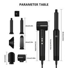 UKLISS Set da parrucchiere multifunzionale 7 in 1, asciugacapelli ionico ad alta velocità da 60.000 watt (previene efficacemente l'effetto crespo), piastra per capelli a ioni negativi, spazzola ad aria calda, ferro arricciacapelli ad aria, piastra per capelli per lo styling, volumizzante.
