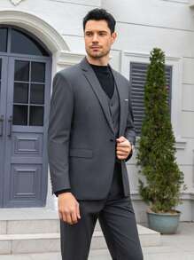 CLOUDSTYLE Hombres con diseño de solapa Blazer & Chaleco & Pantalones de traje