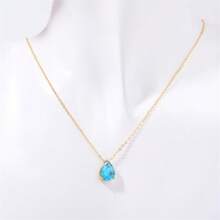 18K Gold Plated Pear-Shaped Zirconia Stainless Steel December Birthstone Necklace, Christmas, Birthday, Valentine's Day Gift