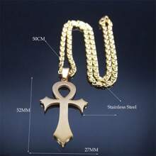 Collar de cruz ankh egipcia para mujeres/hombres, color dorado de acero inoxidable, amuleto, joyería de protección