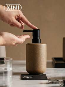 1pc Simple Design Ceramic Press Bottle, Suitable For Storing Lotion, Shower Gel, Shampoo In Bathroom, Kitchen, Vanity, Porch Counters. An Ideal Housewarming Gift For Newlyweds Or Sweet Present For Mother And Girls Bathroom Decor Fall Decor Back To School - Multicolor - View 10