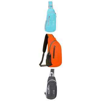 Lightweight Sling Crossbody Bag For Men & Women - Water-Resistant Chest Shoulder Bag With Built-In Card Holder, Multipurpose Unisex Hiking/Travel/Sports Backpack Accessories (Blue/Orange/Grey)