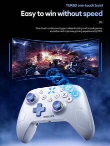 PHILIPS 飞利浦 DLK5080 游戏手柄，双霍尔效应 1000Hz 机械按键，蓝牙，超长续航，游戏体验极佳，内置 6 轴陀螺仪，兼容 Switch、PC、手机、电视、Steam
