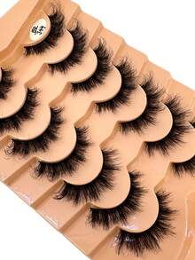 HBZGTLAD 7pcs/Pack Thick & Natural Look False Eyelashes, Includes Cat Eye, Wispy, Flare Styles, Giving Lashes A Fanned Out 3D Fluffy Russian Doll Effect For Natural Extension - Black - View 5
