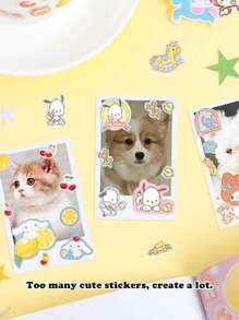 Sanrio Sanrio Kuromi Hello Melody Cinnamoroll Cartoon Character Kitty Cat Collection Cute Sticker Book Cartoon Handbook DIY Stickers (Some Parts May Be Random)