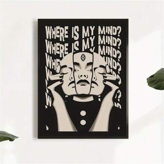 1pc Pixies 'Where Is My Mind?' Wall Art Print Vintage Abstract Portrait Poster Fashion Paintings For Living Room Bedroom Home Office Dormitory Decor Wall Background Design Picture Optional Frame ,Wall Art With Frame