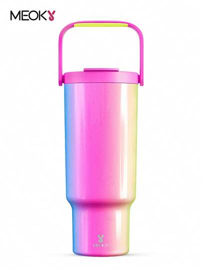 40oz Handled Vacuum Insulated Water Bottle, Stainless Steel Thermos Flask, Keeps Hot Or Cold For 34 Hours/10 Hours, Leak-Proof Lid And Straw, Portable Insulated Bottle For Outdoor Camping, Hiking, Driving And Travel