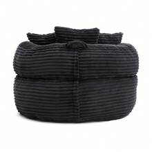 Living Room Decoration Lazy Sofa - Oversized High Back Corduroy Bean Bag Couch,Apartment Leisure Lazy Sofa,Floor Sofa For Living Room, Home Theater, Play Zone - & Non-Slip Base,Very Suitable For Bedrooms, Living Rooms, Game Rooms, Study Rooms, Offices, Or Apartments. - A-黑色(燈芯絨) - 查看 8