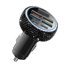 1 pièce Chargeur de voiture 2-en-1/8-en-1 avec strass, câble de charge 3-en-1 avec strass, charge rapide, Type C, USB, adaptateur de voiture, compatible avec Apple, téléphone, caméra de tableau de bord, iPad, GPS, cadeau pour les vacances/anniversaire