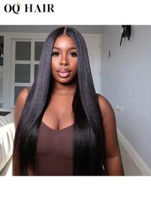 OQ Peluca sin pegamento Wear Go, predecolorada, con pequeños nudos, rizada, recta, 6x4, con cierre de encaje HD, densidad del 180 %, de 28 a 30 pulgadas, precortada y prearrancada, elegantes pelucas de cabello humano sin procesar, color natural, elegante, de aspecto natural, elegante para principiantes - SNatural - Ver 4