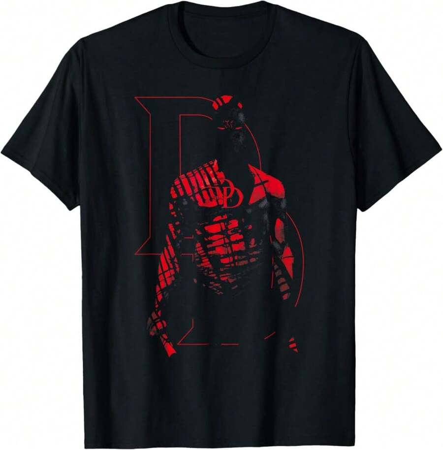 Camiseta Retro de Daredevil en Sombras Rojas - Negro - Ver 1