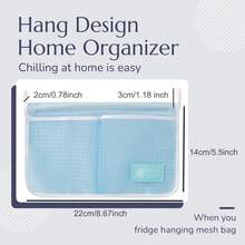 Organizadores de Puerta de Nevera Juego de 4 Piezas, Bolsas de Malla Colgante para Puerta de Nevera, Almacenamiento de Clasificación para Cocina y Hogar, Bolsas de Almacenamiento para Artículos Pequeños de Cocina y Hogar - Azul+Blanco (4pcs) - Ver 5