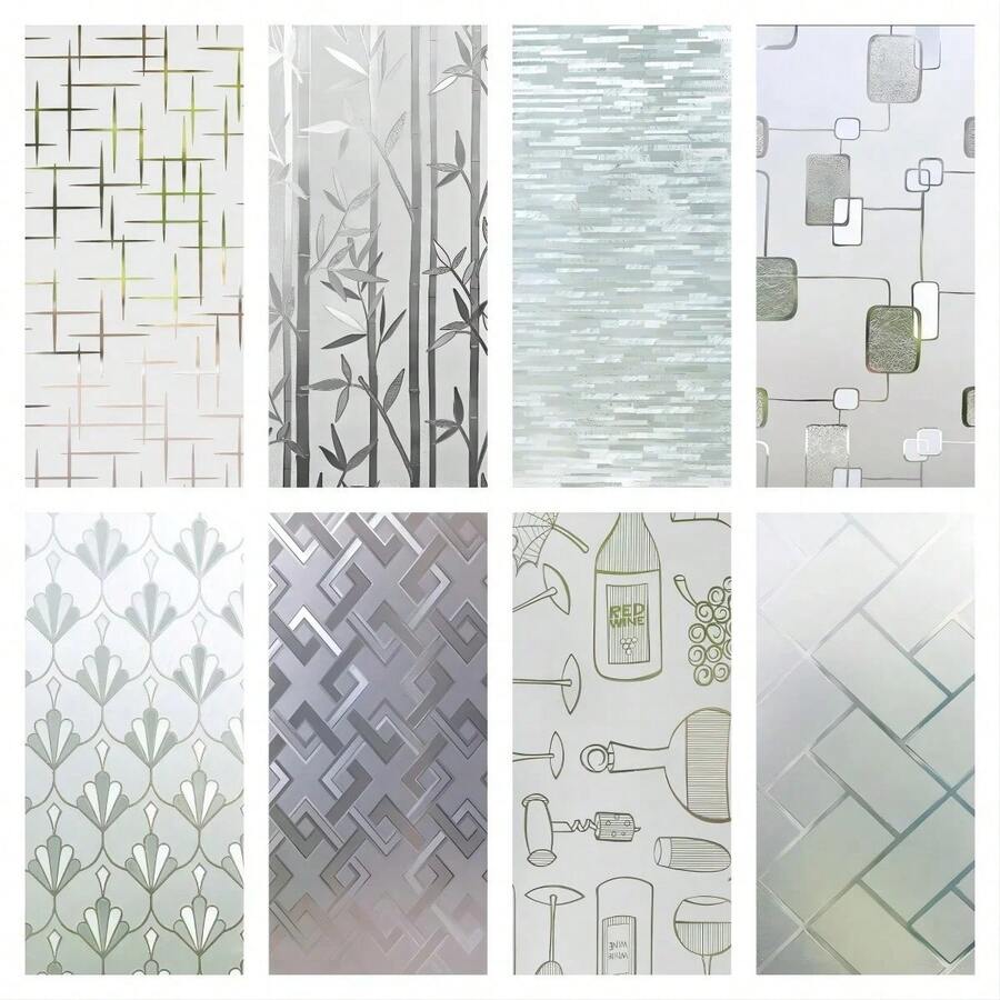 窗户隐私膜磨砂玻璃窗膜静电贴紫外线阻隔可移除窗贴不透明窗户贴纸适用于家庭 - 彩色 - 查看 1