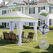 Amada 10x10ft 1-Person Setup Pop Up Canopy Tent - Easy Outdoor Sun Shade For Events, Parties, Camping, Gazebo With Wheel Cover Bag, Beach Tent With 3-Speed Adjustable Height,Blue - White & Green - 查看 4
