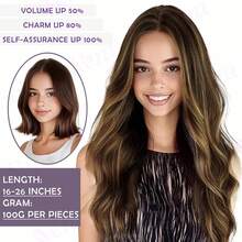 Invisible Fish Line Hair Extensions Straight Human Hair Brown Highlights Wire Hair Extensions #4/27 Highlight Hidden Hairpiece - S4/27 - View 7