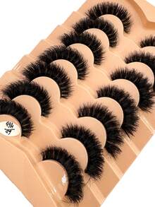 HBZGTLAD 7pcs/Pack Thick & Natural Look False Eyelashes, Includes Cat Eye, Wispy, Flare Styles, Giving Lashes A Fanned Out 3D Fluffy Russian Doll Effect For Natural Extension - màu đen - Xem 2