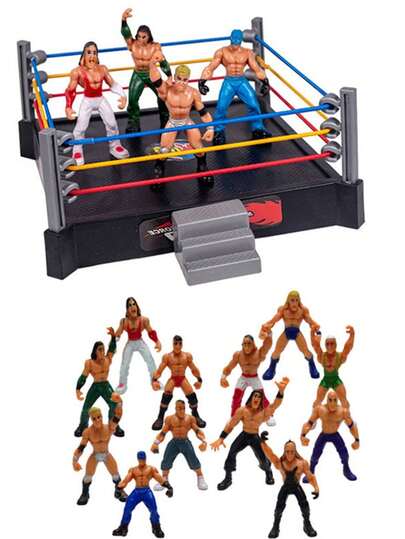 32pcs Mini Wrestling Figures Set With Ring - Includes 12 Posable Wrestlers And Realistic Accessories, Durable Plastic Material, Suitable For Ages 14+ As Collectible, Great For Birthday Or Christmas Gift (Actual Size May Be Slightly Smaller, Please Check Size Chart Carefully).