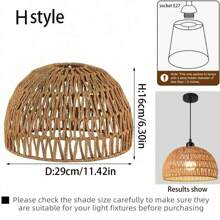 Paralume in corda di carta intrecciata di stile nordico con attacco E27, a forma quadrata e rotonda, adatto per l'illuminazione di hotel, case private e decorazione di negozi