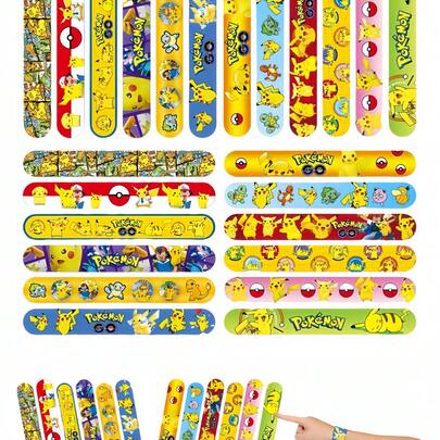  Pokemon 48PC/36PC/24PC/12pcs Cartoon Character Pattern Type Bracelet,Suitable For Gift Giving And Party Wear Slap Bracelet