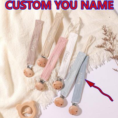 1pc Personalized Baby Pacifier Clip Cute Polka Dot Print Customized Patterns For Boys And Girls, Custom Baby Pacifier Clip Universal Soothing Clip, Suitable For Halloween, Baptism, Thanksgiving, Christmas Gifts Baby Shower Family Decorations Gifts, Multi-Functional, Ornamental, Letter, Stylish, Modern, Colorful, Cute, Adorable, Casual, Custom, Personalised, Unique, Customized, Ideal Gifts For Him, Ideal Gifts For Her, Street Casual Chic ,Travel Organizer