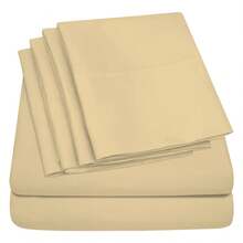 6-Piece Luxurious Super-Soft Bedsheet Set With Deep Pockets -  Friendly, Breathable, Wrinkle Free, Machine Washable - Beige - View 2