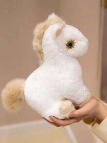 1PC 23cm/9.05英寸仿真小马公仔毛绒玩具白色小马飘星马玩偶布娃娃十二生肖马年吉祥物仿真马家居装饰玩偶