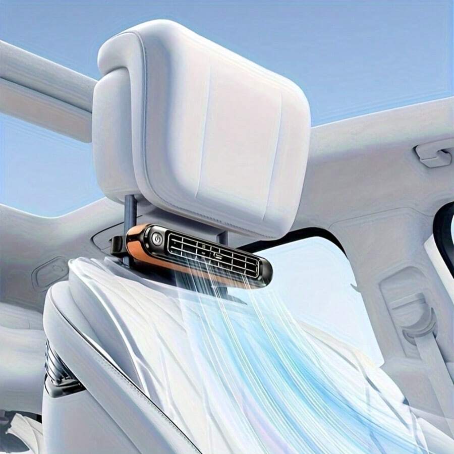 Easypie Selection 新款汽车通风座椅风扇，USB 供电头枕座椅风扇，便携式三速调节，涡轮强风，无叶靠背小型电风扇。