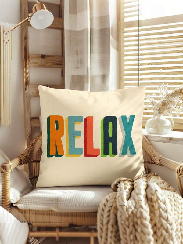 2pcs English Letter Pattern Decorative Pillow Cases, Square Pillow Covers With Letter Prints, No Pillow Inserts, Suitable For Sofa, Living Room