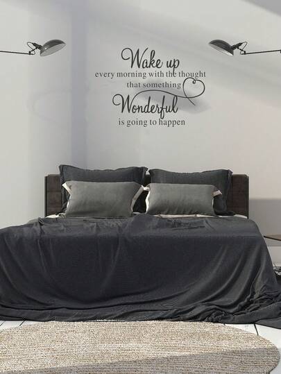 1 miếng dán tường PVC, họa tiết khẩu hiệu màu đen hiện đại, thích hợp cho phòng ngủ và phòng khách, nhãn dán, decal dán tường, decal vinyl, trang trí nhà cửa, trang trí mùa xuân, làm mới không gian sống, nhãn dán trang trí Rama.