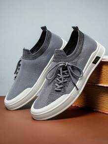 Tênis Casuais Respiráveis de Malha e Cores Mistas para Homens, Sapatos Esportivos Outdoor Confortáveis, Antiderrapantes e Duráveis para Caminhada