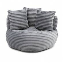 Giant Bean Bag Chair With Ottoman, Memory Foam Filled Corduroy Gaming Chair,With Pedals,Faux Fur Shell-Shaped Lounge Chair - Floor Sofa For Living Room, Home Theater, Play Zone - & Non-Slip Base,Very Suitable For Bedrooms, Living Rooms, Game Rooms, Study Rooms, Offices, Or Apartments. - A-灰色(燈芯絨) - 查看 5