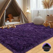 Soft Modern Indoor Large Rug, Comes With 4 Rug Stickers, Multiple Sizes Available, Bedroom, Living Room, Dorm, Kids Room, Home Decor, Non-Slip Plush Rug, Room Decor, Cozy Nursery Rug, Purple - Màu tím - Xem 6