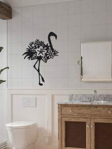 Metal Flamingo Mural Decoration - 1pc, 11.81 Inch Iron Outdoor Sculpture For Living Room Patio Balcony, Indoor Home Wall Decorations, Gifts, Metal Artwork